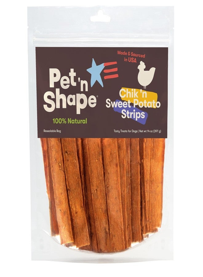 Pet 'n Shape Chik 'n Sweet Potato Strips Dog Treats– Made and Sourced in the USA- 14 Ounce - Image 1